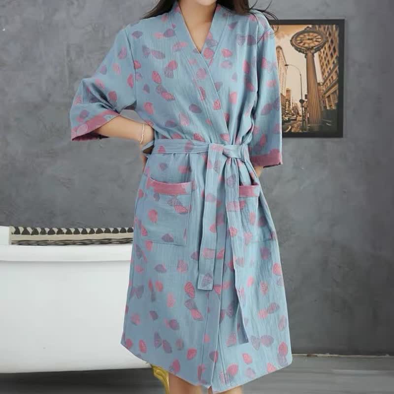 Cotton Gauze Elegant Shell Absorbent Bathrobe