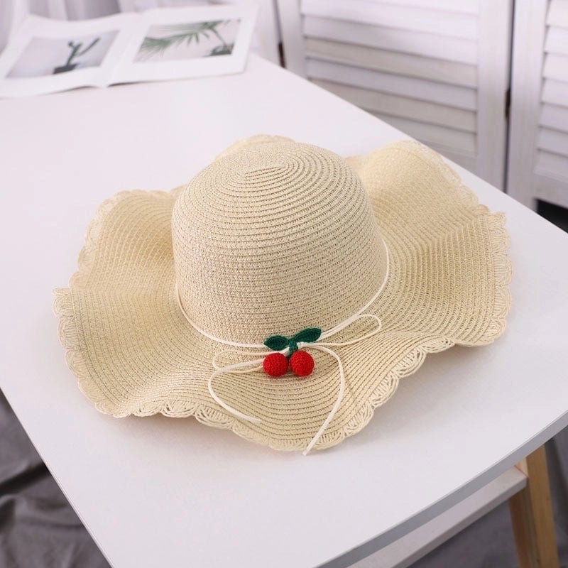 Women's Streetwear Cherry Ruffles Straw Hat