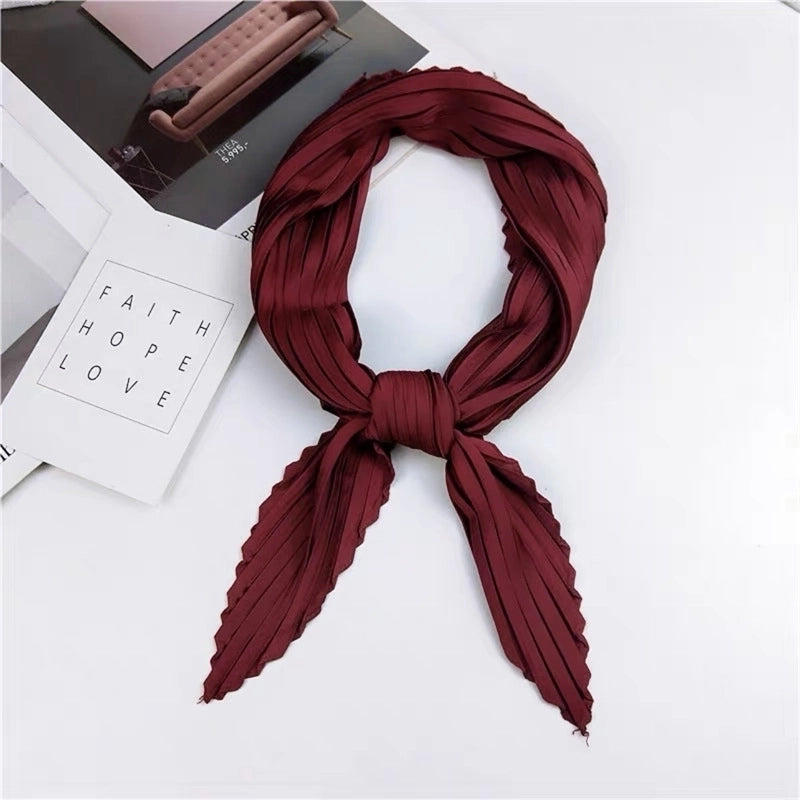 Women's Elegant Plaid Polka Dots Solid Color Satin Silk Scarf