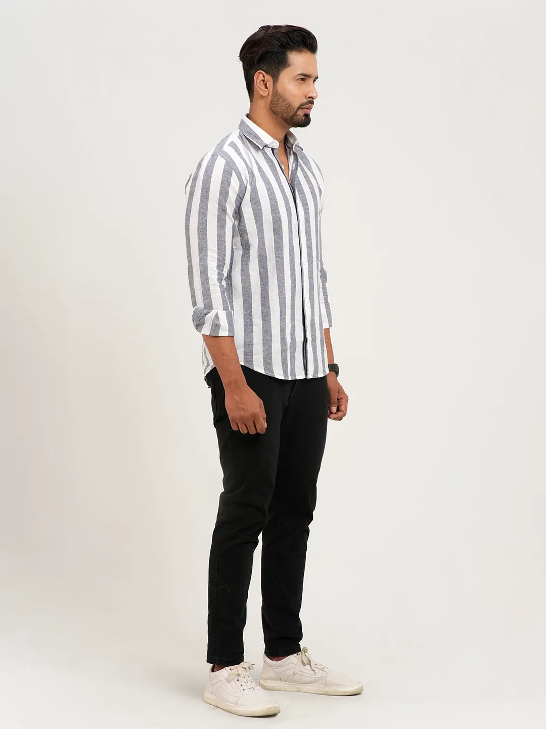 Men's Ash Stripe Full Sleeve Casual Shirt