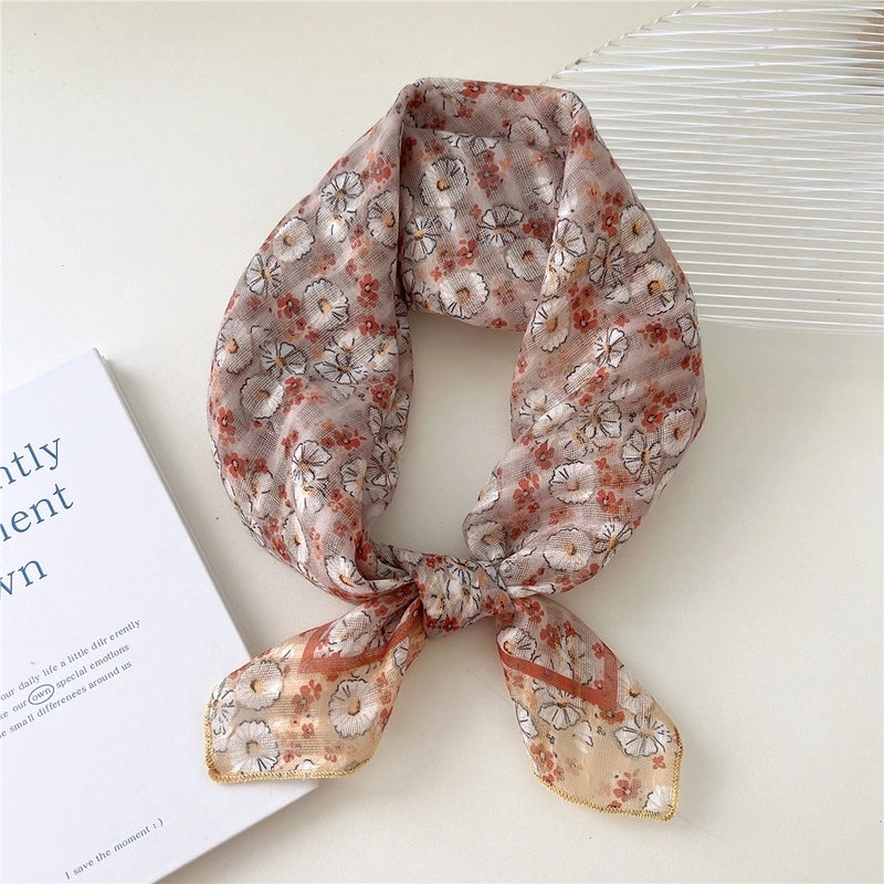Women's Cartoon Style Cute Sweet Ditsy Floral Cotton And Linen Kerchief