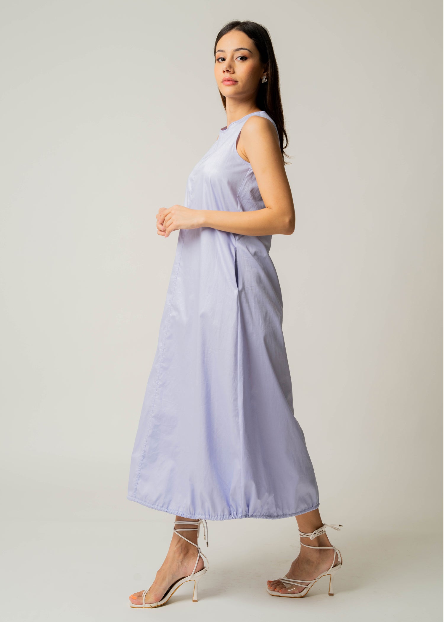 Sleeveless Maxi dress With Bottom Draw Cord Detail