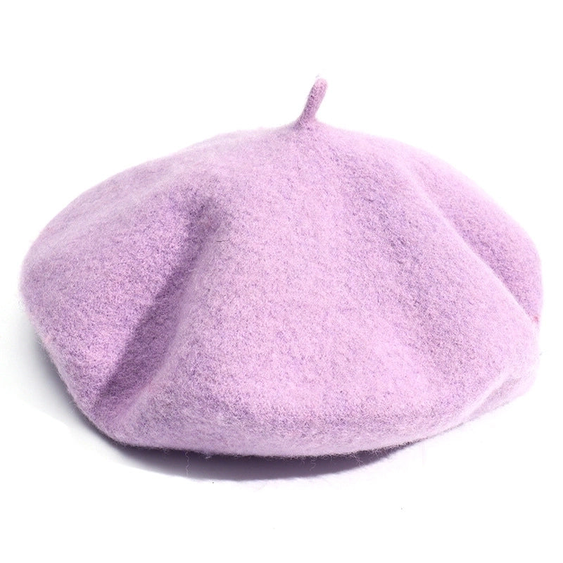 Women's Korean Style Solid Color Plush Eaveless Beret Hat