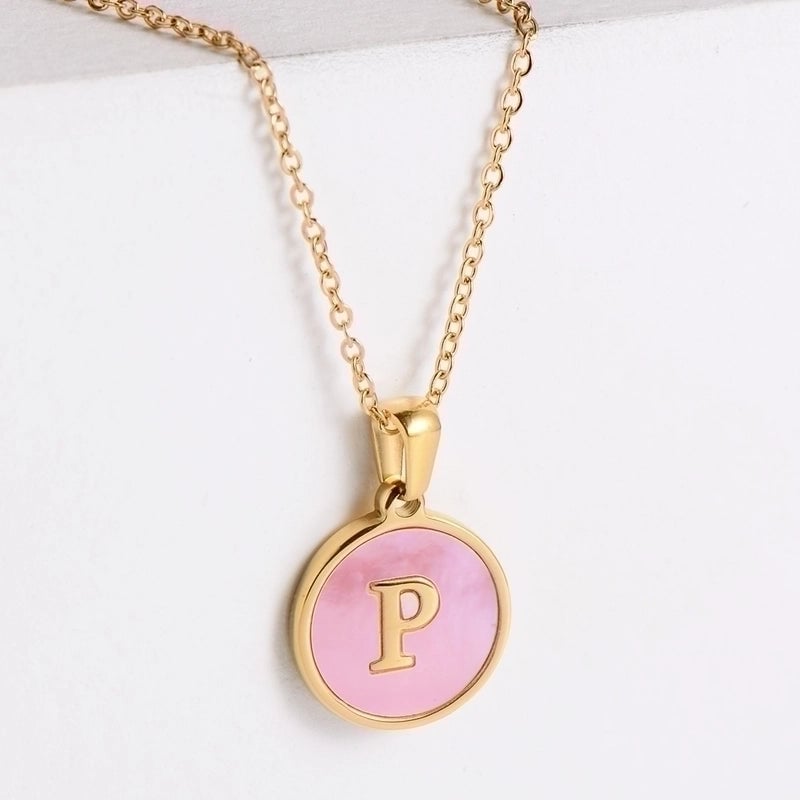 304 Stainless Steel 18K Gold Plated Fashion Plating Letter Shell Pendant Necklace