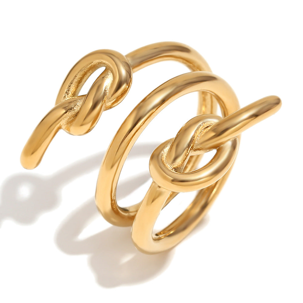 Fashion Retro Versatile Hand Jewelry Stainless Steel Plated 18K Gold Multi-Layer High-End Snake Head Ring For Women