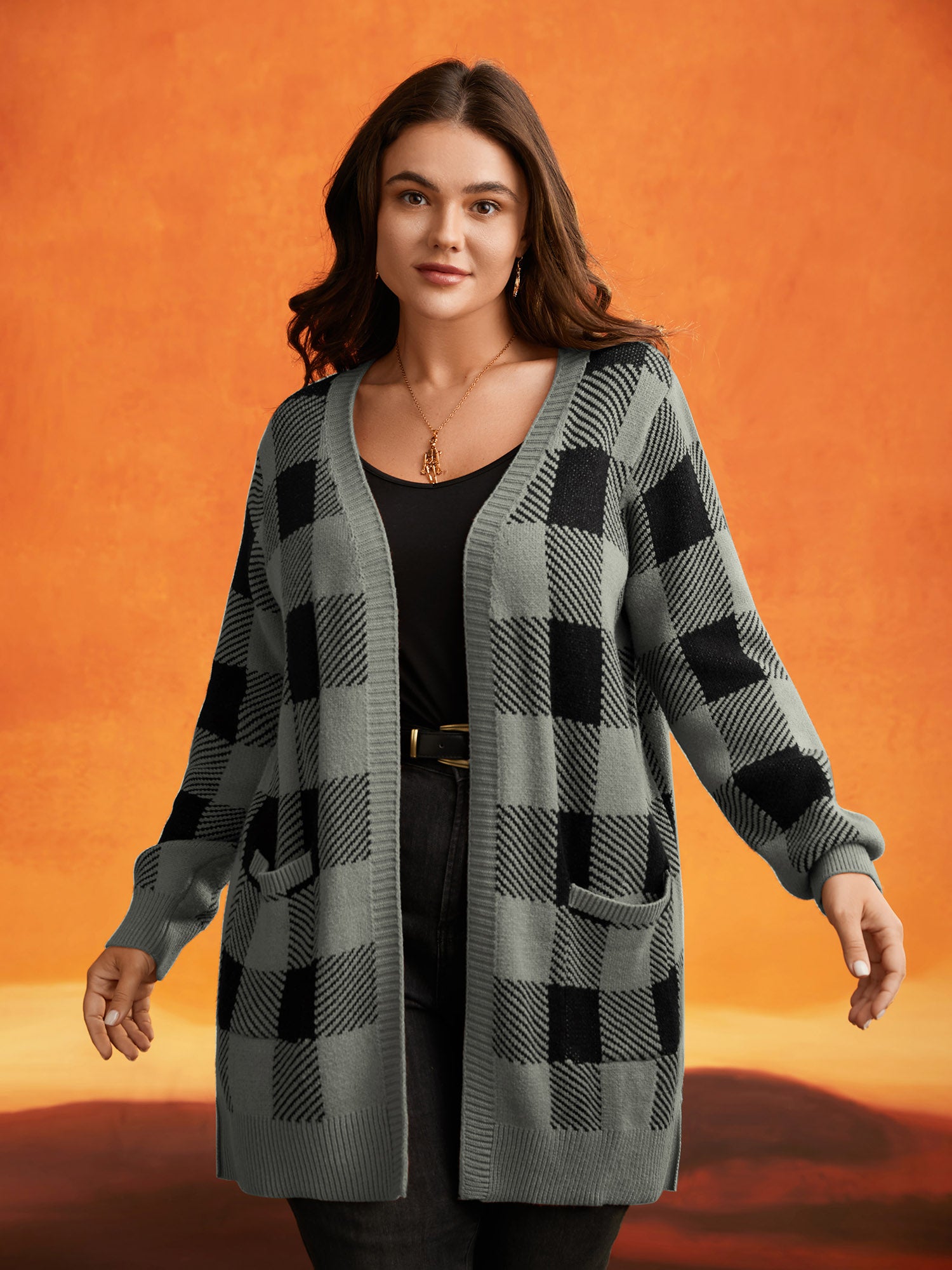 Supersoft Essentials Plaid Open Cardigan