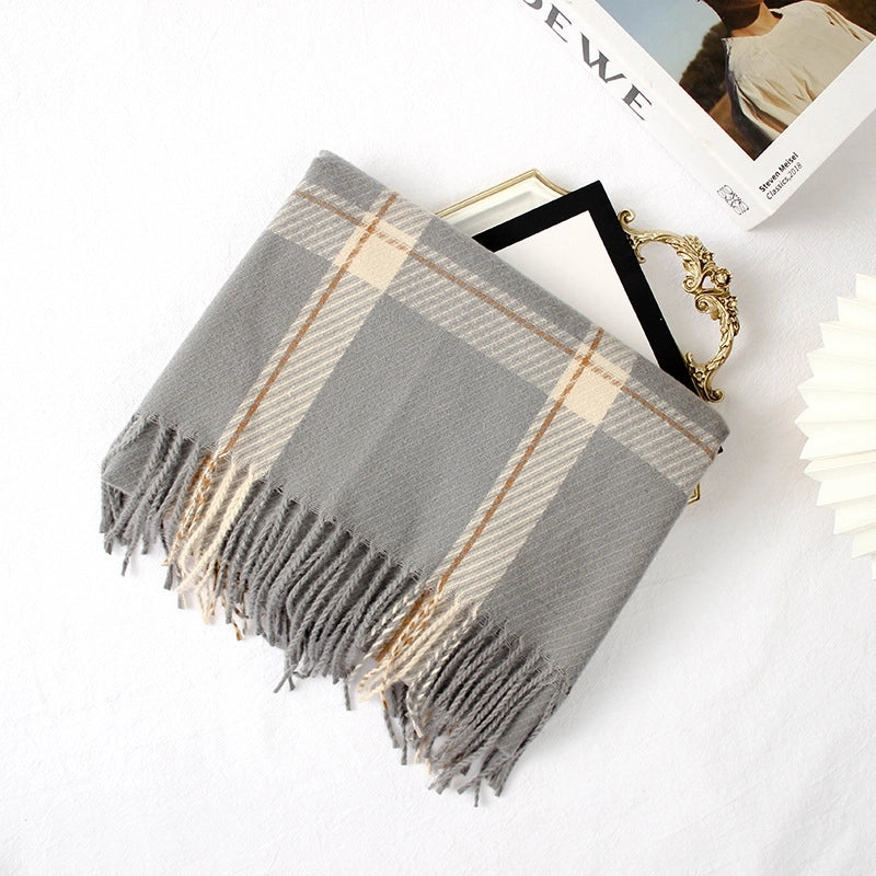Cashmere Scarf Women's Autumn And Winter New Warm Neck Line Large Square  Fresh Style Shawl