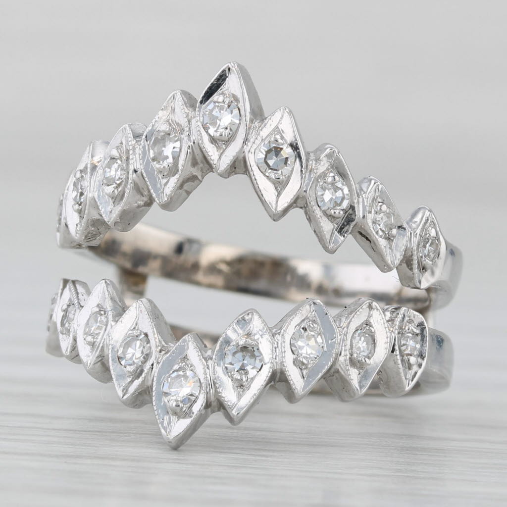 0.30ctw Diamond Enhancer Jacket Ring 14k White Gold Size 6.75 Wedding Band