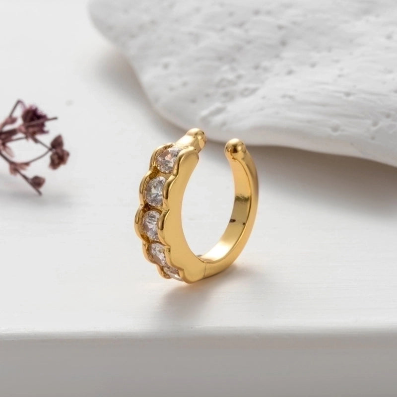 1 Piece Ear Cartilage Rings & Studs Cool Style Shiny Geometric Copper Plating Inlay Zircon