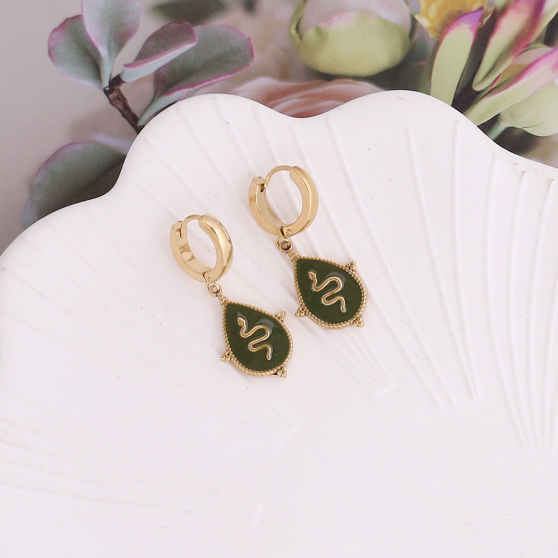 Women Retro Vintage Snake Shape Stainless Steel Electroplating Earrings