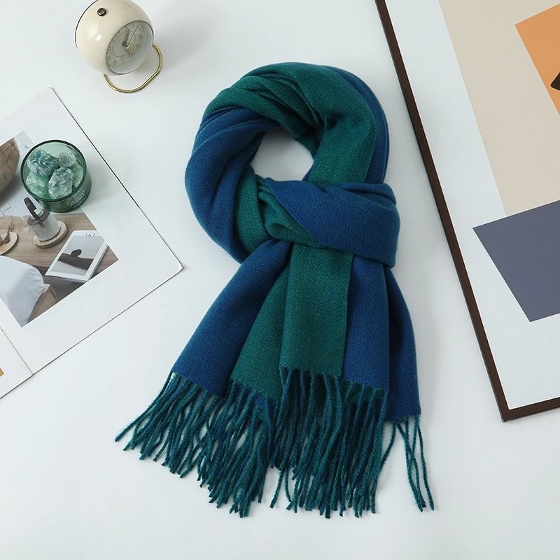 Cashmere Scarf Women's Winter Hot Imitation Cashmere Scarf Men's Shawl  Thickened Double-sided Wool Scarf