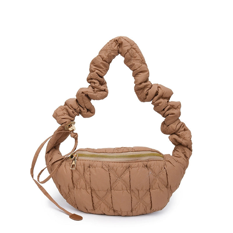Women's Pu Leather Solid Color Basic Classic Style Cloud Shape Zipper Fanny Pack
