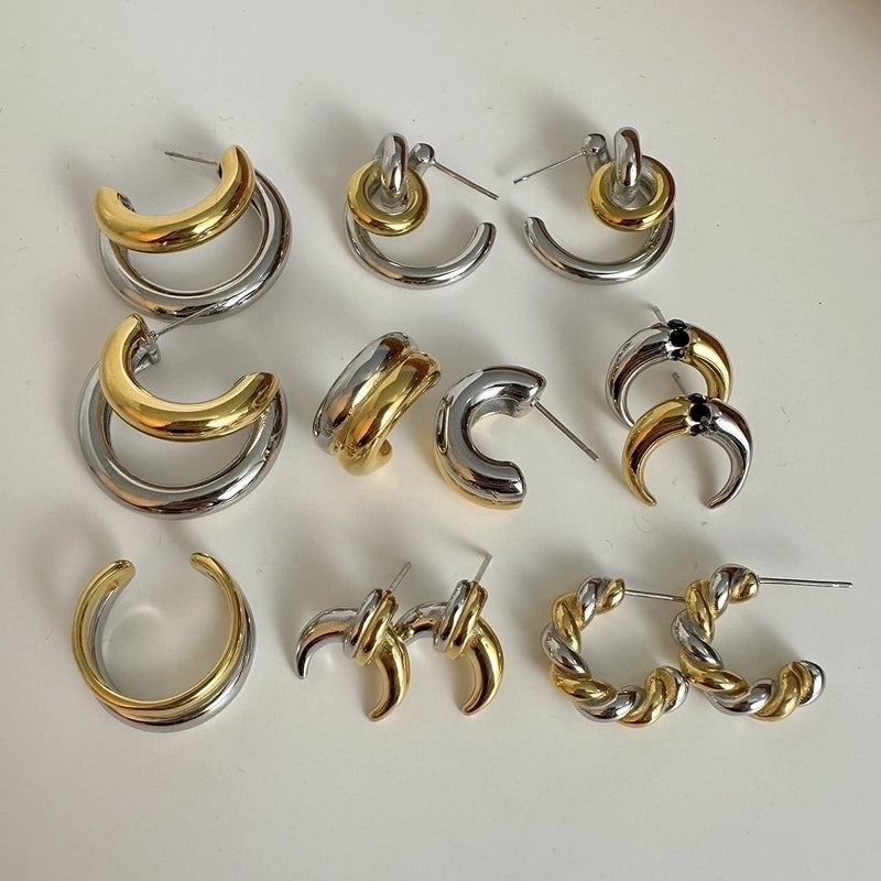 1 Pair Minimalist Classic Style Geometric Mixed Color 304 Stainless Steel Ear Studs
