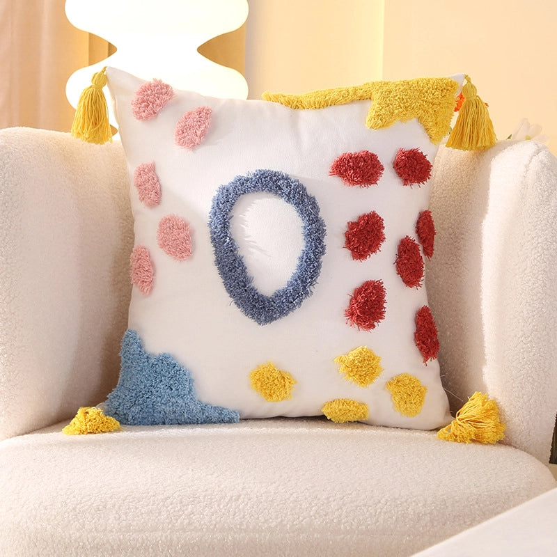 Style Tufted Tassel Rainbow Pillow Dopamine Home Decoration Bay Window Cushion Living Room Sofa Pillowcase