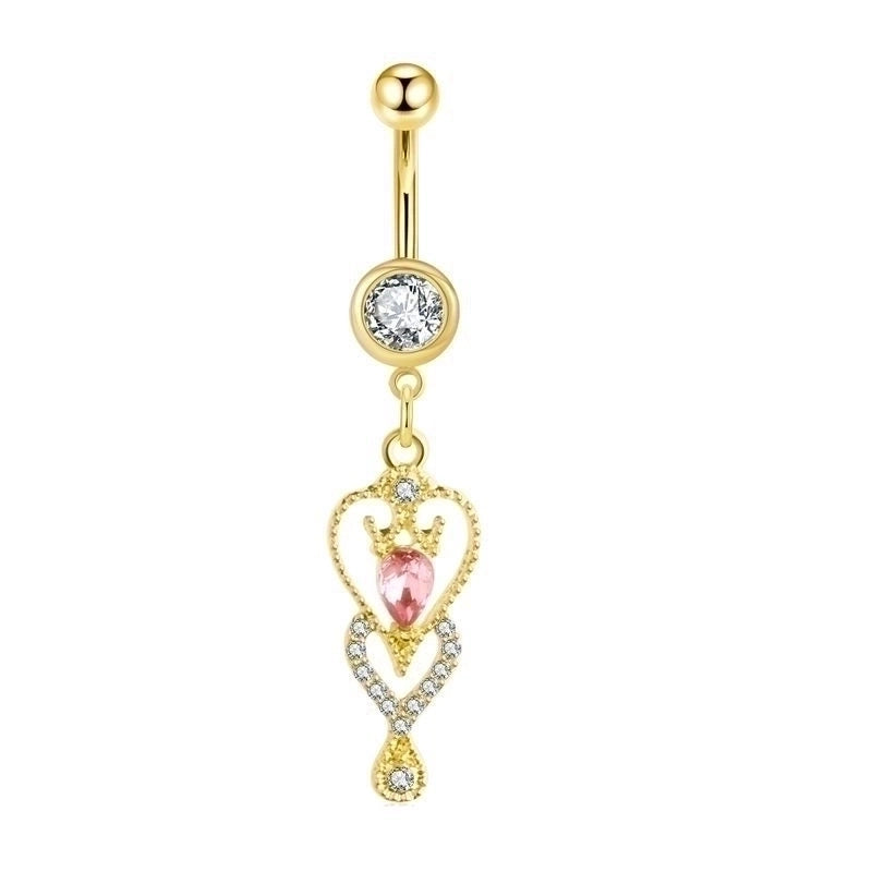 15 Pieces Minimalist Heart Shape Pineapple Butterfly Plating Inlay Stainless Steel Zircon Navel Stud