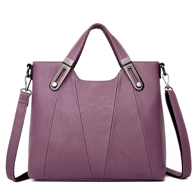 Women's Medium Leather Solid Color Vintage Style Square Zipper Tote Bag