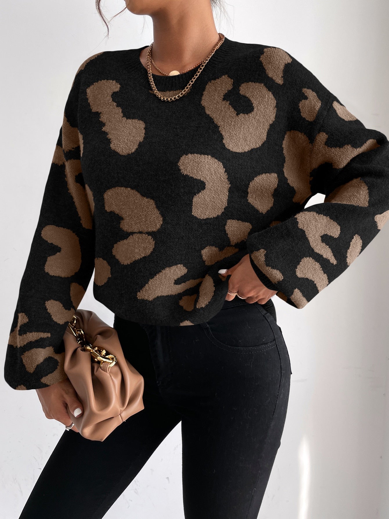 Parien Drop Shoulder Fluffy Knit Sweater