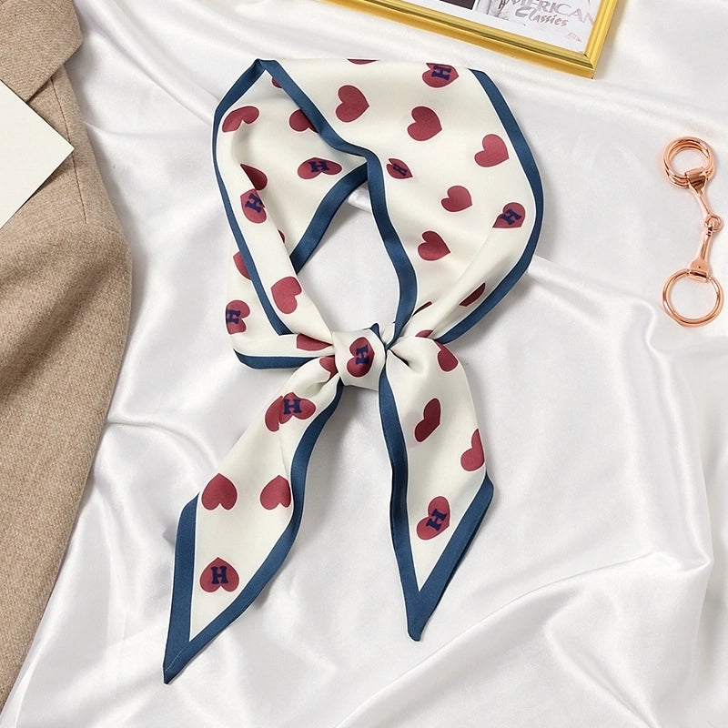 Women's Elegant Flower Satin Silk Scarf
