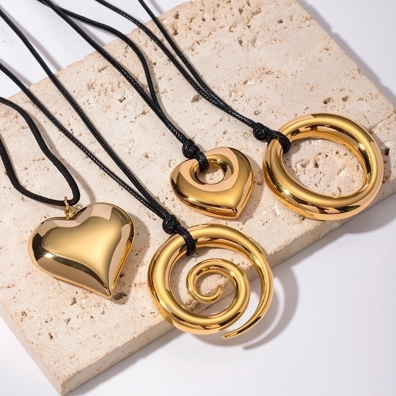 Vacation Minimalist Heart Shape 304 Stainless Steel Zircon 18K Gold Plated Plating Earrings Necklace