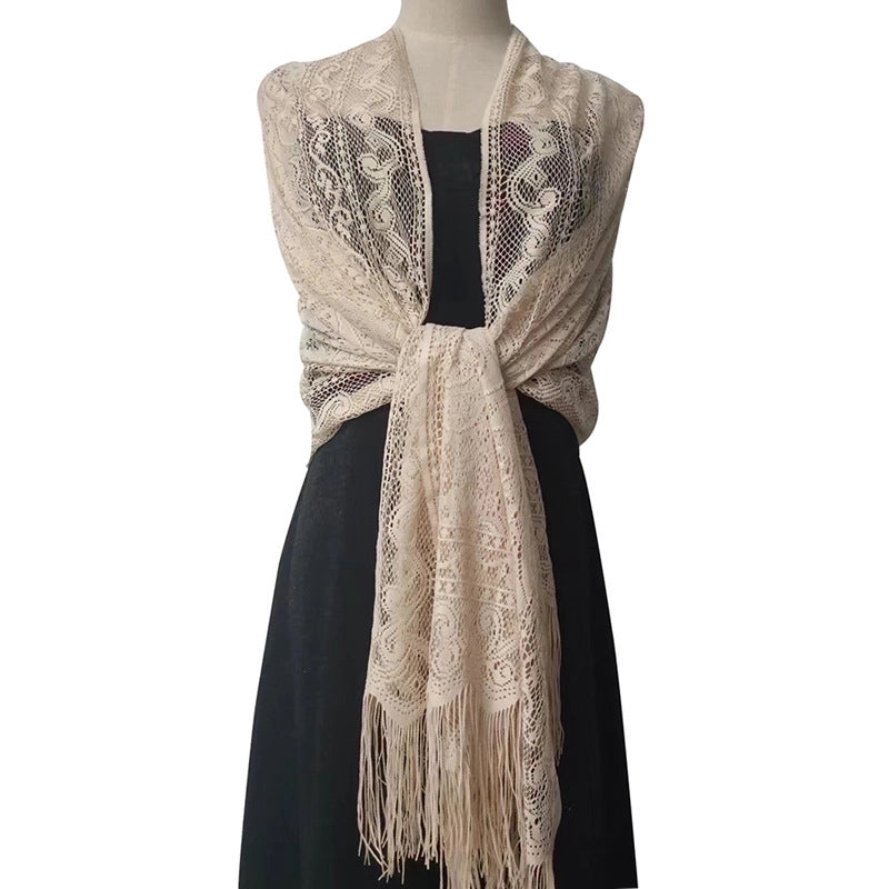 Women's Elegant Solid Color Flower Polyester Lace Shawls