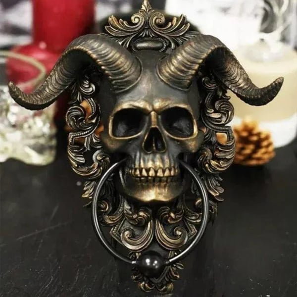 ☠️😈Baphomet Horned God Skull Hanging Door Knocker-Free Shipping