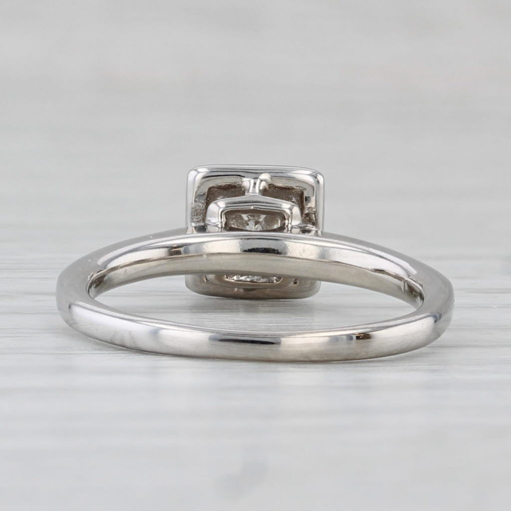 0.35ctw Princess Diamond Halo Engagement Ring 14k White Gold Size 5.5