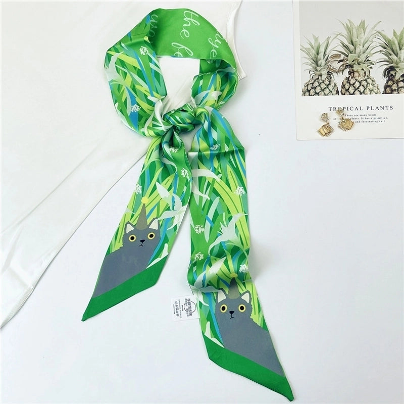 Women's Sweet Flower Satin Silk Scarves