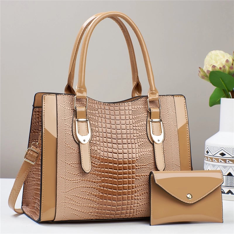 Women's Medium Pu Leather Solid Color Crocodile Vintage Style Classic Style Square Zipper Crossbody Bag
