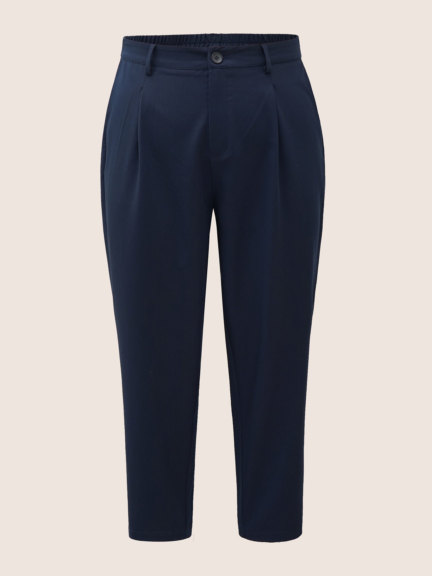 Plain Pleated Pocket High Rise Pants