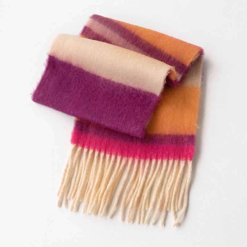 Maillard Plaid Scarf High-Grade Women's Autumn And Winter 2024 New Fluffy Large Brushed Shawl Thickened Warm Fashion