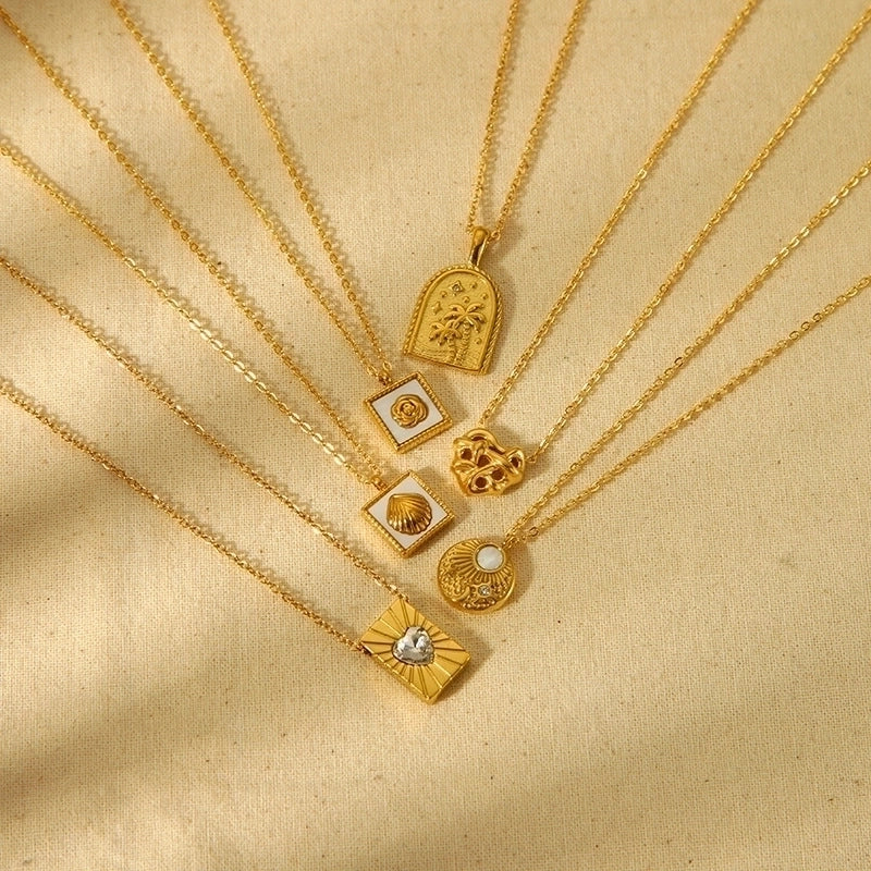 304 Stainless Steel Gold Plated Minimalist Classic Style Plating Solid Color Pendant Necklace