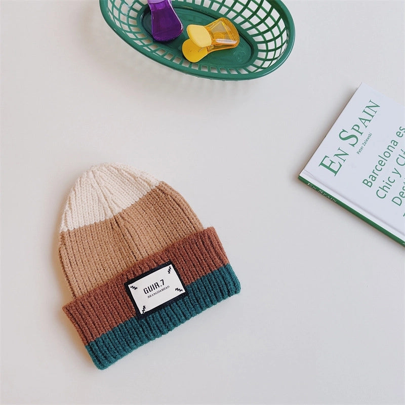 Children Unisex Streetwear Color Block Wool Cap
