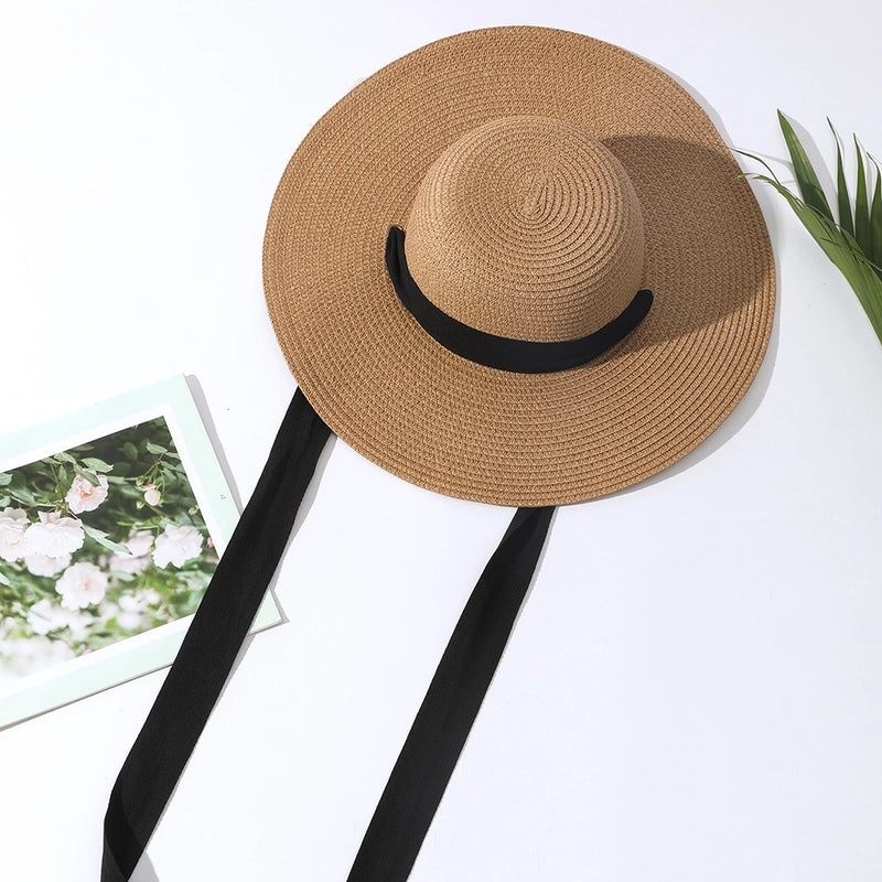 6 Pieces Women's Bohemian Solid Color Big Eaves Sun Hat