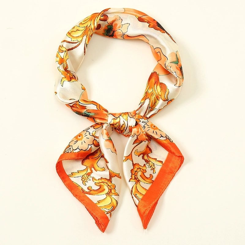 Women's Vintage Style Minimalist Flower Polyester Printing Silk Scarf