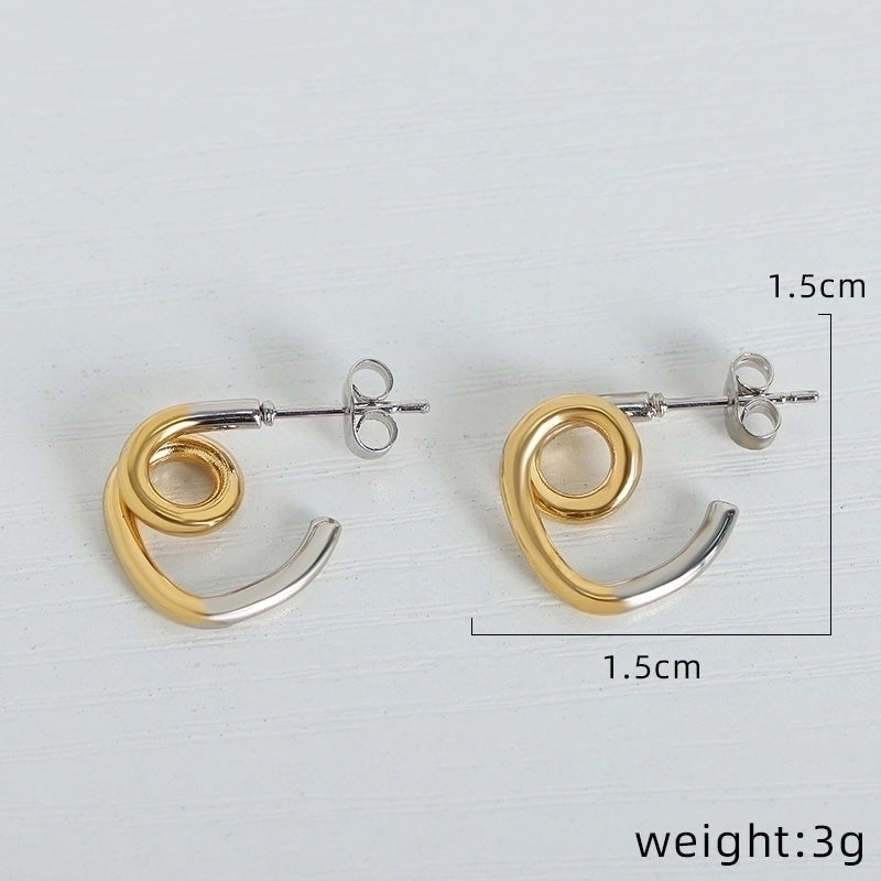 3 Pieces Minimalist Geometric Plating Titanium Steel 18K Gold Plated Ear Studs