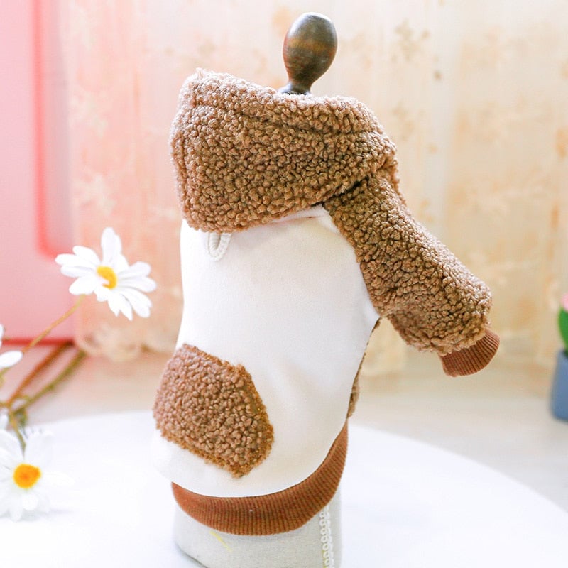 Contrast Color Fleece Dog Hooded Coat