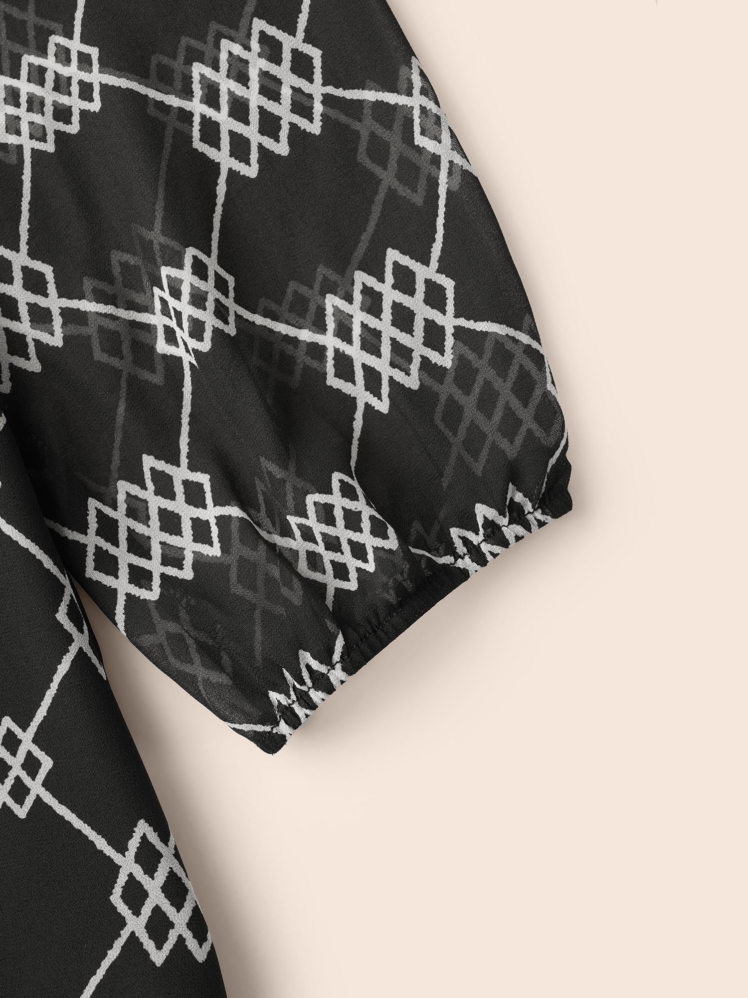 U Neck Geometric Mesh Dress