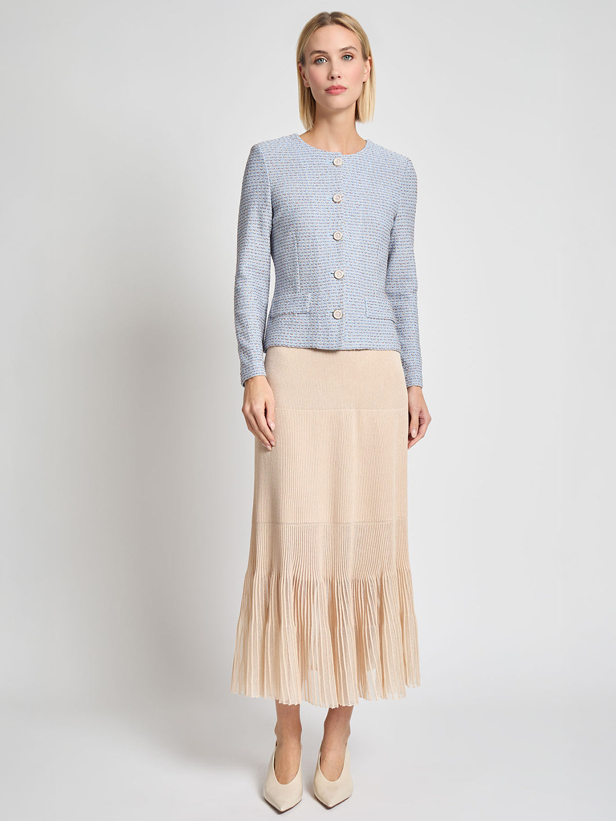 Tailored Tri-Color Tweed Knit Jacket - Vanity Fit