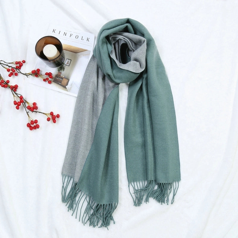 Autumn And Winter New Thickened Cashmere Double-Sided Scarf Women's Popular Versatile Color Matching Shawl Scarf
