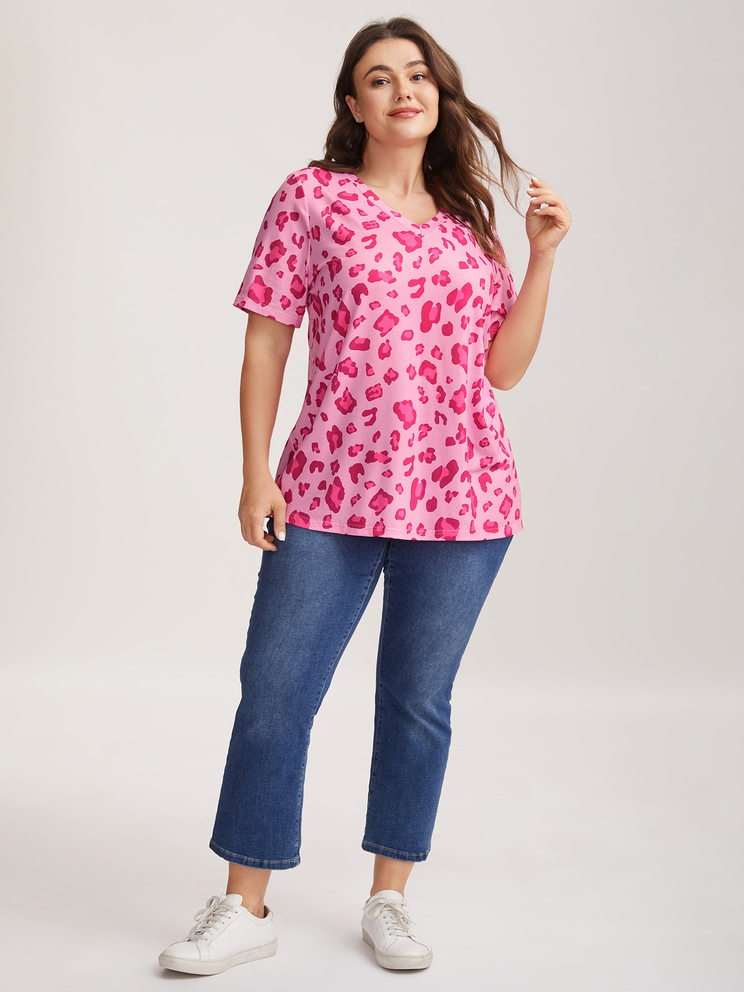 Rosy Leopard Print Relaxed T-Shirt