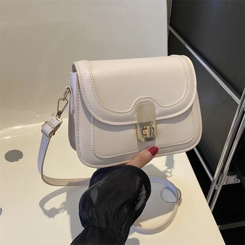 Women's Pu Leather Solid Color Elegant Square Flip Cover Crossbody Bag