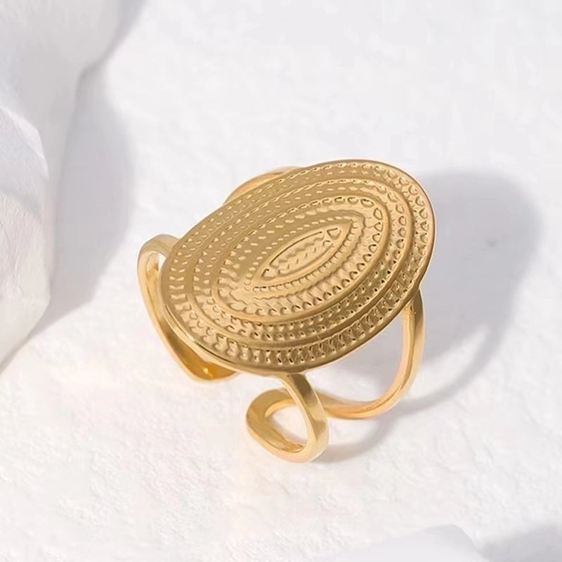 Retro Geometric Stainless Steel Gold Plated Plating Open Rings