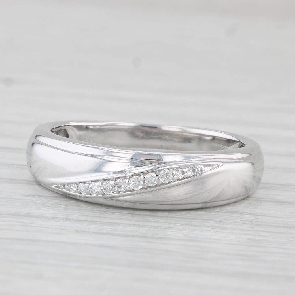 Diamond Accented Men's Wedding Band 14k White Gold Size 9.75 Ring