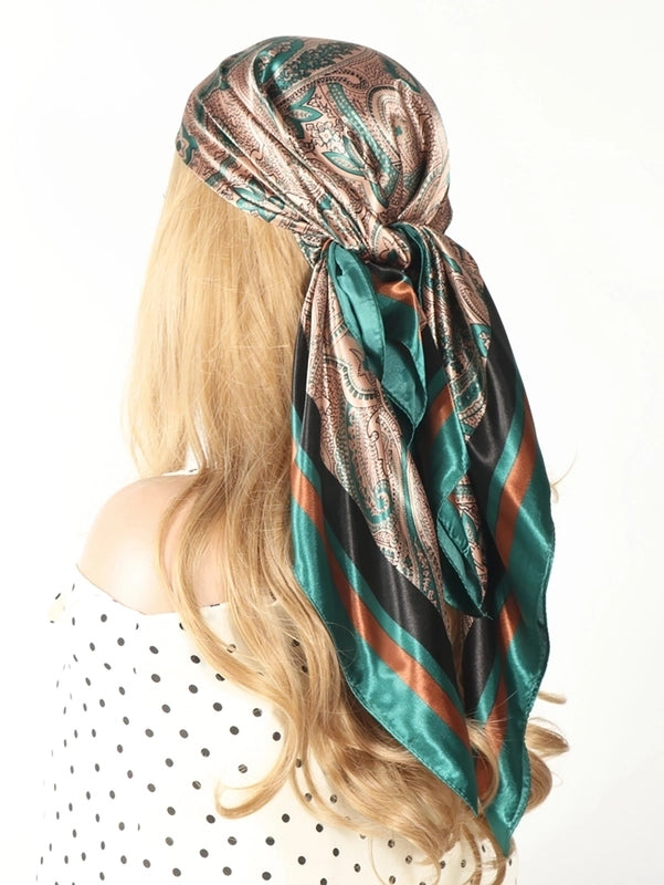 Women's Casual Vacation Streetwear Ditsy Floral Satin Printing And Dyeing Printing Dyeing Kerchief Bandanas