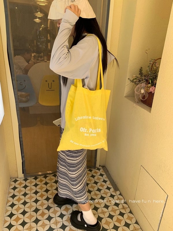 Simple Letter Shoulder Bag Student Schoolbag Commuter Canvas Bags