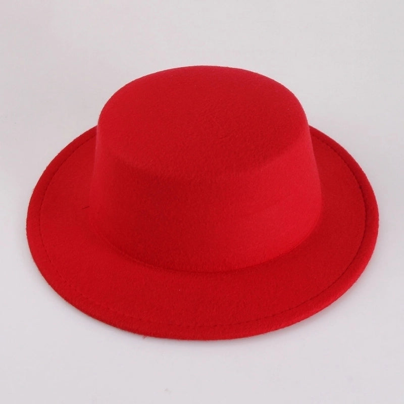 Flat Top Hat Couple Men And Women Gentleman Hat Women's Autumn And Winter Large Flat Brim Woolen Jazz Hat