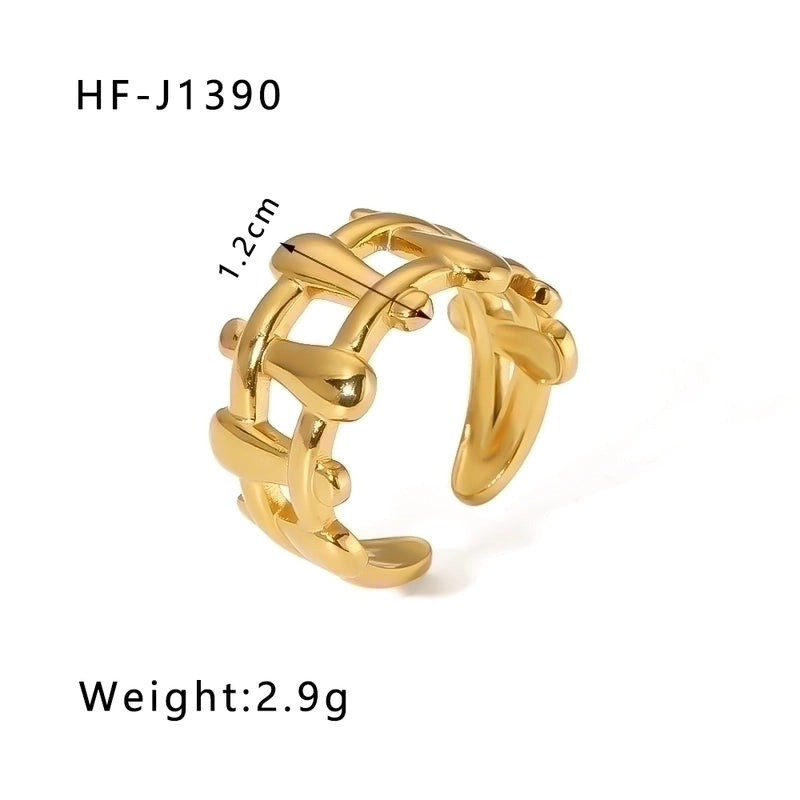 Stainless Steel 18K Gold Plated Modern Style Plating Geometric Open Rings