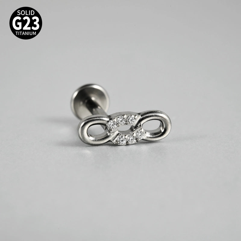 1 Piece Ear Cartilage Rings & Studs Casual Hip-Hop Snake Butterfly G23 Titanium Alloy Inlay Zircon 18K Gold Plated Lip Rings Ear Cartilage Rings & Studs