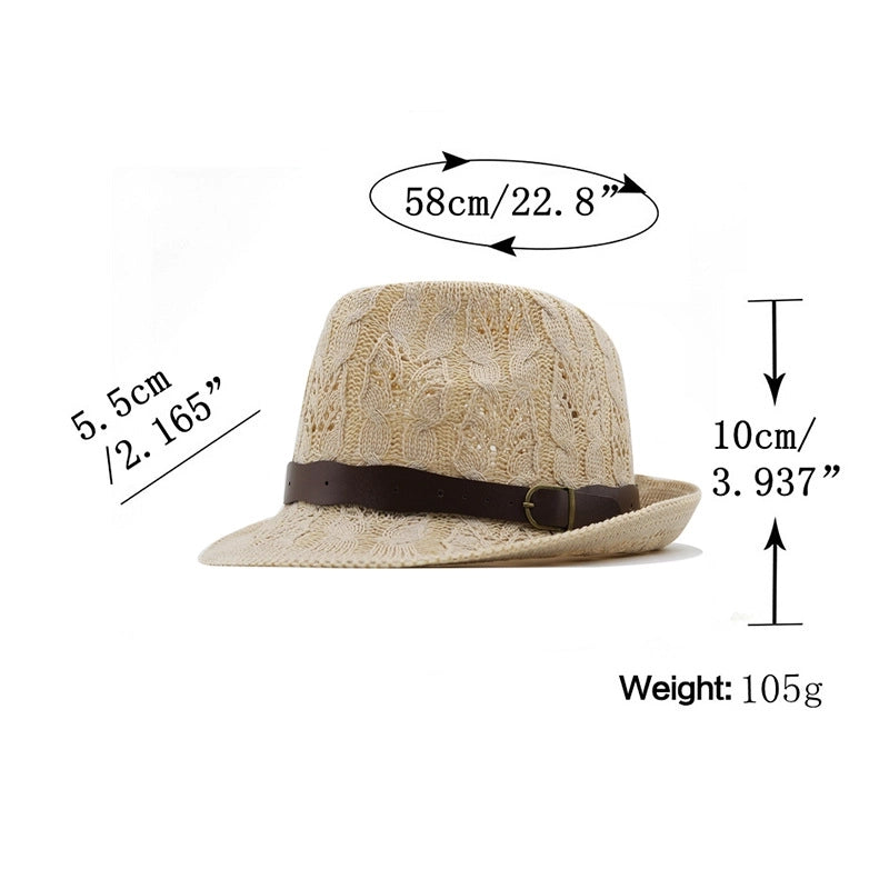 Summer Straw Hat Men's And Women's Hand-woven Fedora Hat Beach Sun-proof Hat