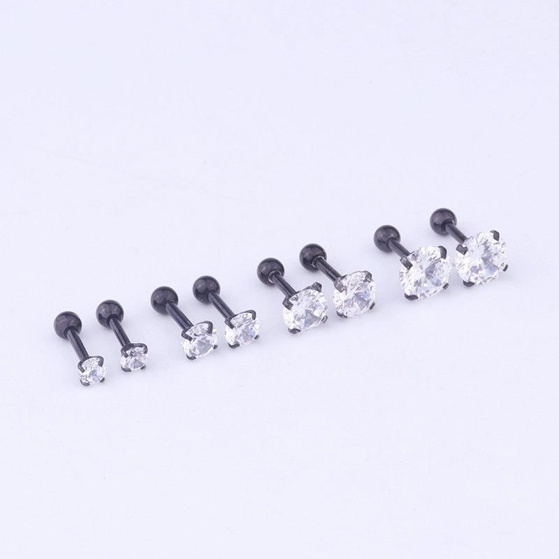 Ear Cartilage Rings & Studs Fashion Geometric 316L Stainless Steel  Inlaid Zircon